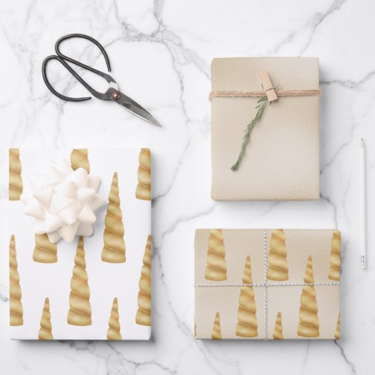 Sparkle Gold Glam Unicorn Verjaardag Inpakpapier Vel (Voorkant)