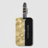 Sparkle Gold Glitter Aangepaste naam Bagagelabel (Voorkant (verticaal))