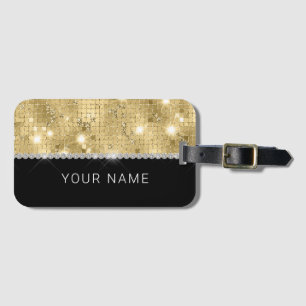 Sparkle Gold Glitter Aangepaste naam Bagagelabel