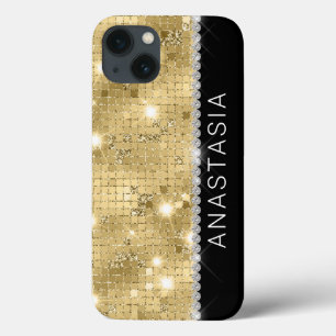 Sparkle Gold Glitter Aangepaste naam Case-Mate iPhone Case