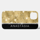 Sparkle Gold Glitter Aangepaste naam Case-Mate iPhone Case (Achterkant (horizontaal))
