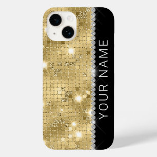 Sparkle Gold Glitter Aangepaste naam Case-Mate iPhone 14 Hoesje