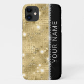 Sparkle Gold Glitter Aangepaste naam Case-Mate iPhone Case (Achterkant)