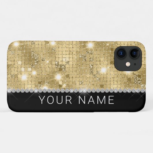 Sparkle Gold Glitter Aangepaste naam Case-Mate iPhone Case (Achterkant (horizontaal))