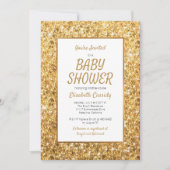 Sparkle Gold Glitter Baby shower Uitnodiging (Voorkant)