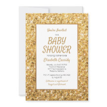 Sparkle Gold Glitter Baby shower Uitnodiging