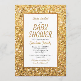 Sparkle Gold Glitter Baby shower Uitnodiging