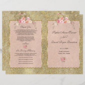 Sparkle Gold Glitter Blush Bloemen Trouwprogramma (Voorkant / Achterkant)
