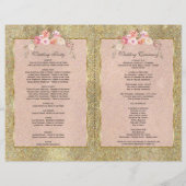 Sparkle Gold Glitter Blush Bloemen Trouwprogramma (Achterkant)