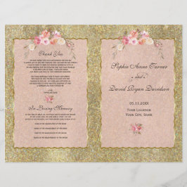 Sparkle Gold Glitter Blush Bloemen Trouwprogramma