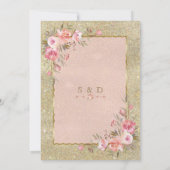 Sparkle Gold Glitter Blush Flowers Weddenschap Kaart (Achterkant)