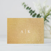 Sparkle Gold Glitter Bruid Bruidegom Initialen Bedankkaart (Staand voorkant)