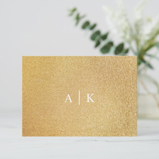 Sparkle Gold Glitter Bruid Bruidegom Initialen Bedankkaart (Staand voorkant)