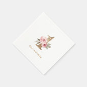 Sparkle gold glitter en roze floral 1st jarig servet (Hoek)