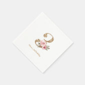 Sparkle gold glitter en roze floral 3rd jarig servet (Hoek)