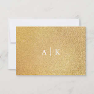 Sparkle Gold Glitter Wedding Bride Groom Initialen Bedankkaart