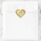 Sparkle Gold Heart 50th Wedding Jubileum Hart Sticker (Tas)