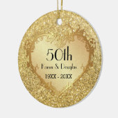 Sparkle Gold Heart 50th Wedding Jubileum Keramisch Ornament (Links)