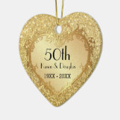 Sparkle Gold Heart 50th Wedding Jubileum Keramisch Ornament (Links)