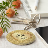 Sparkle Gold Heart 50th Wedding Jubileum Sleutelhanger (Zijkant)