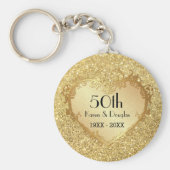 Sparkle Gold Heart 50th Wedding Jubileum Sleutelhanger (Voorkant)