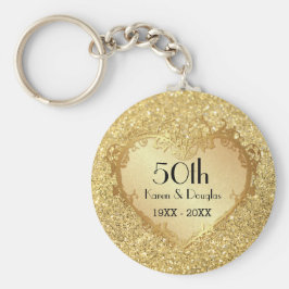 Sparkle Gold Heart 50th Wedding Jubileum Sleutelhanger