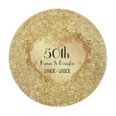Sparkle Gold Heart 50th Wedding Jubileum Snijplank (Voorkant)