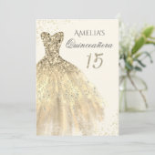 Sparkle Gold Jurk 15e Quinceanera Kaart (Staand voorkant)