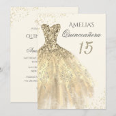 Sparkle Gold Jurk 15e Quinceanera Kaart (Voorkant / Achterkant)