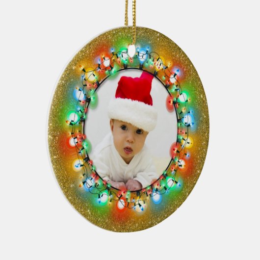 Sparkle Gold kerstbultjes met foto Keramisch Ornament (Rechts)