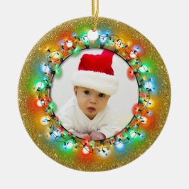 Sparkle Gold kerstbultjes met foto Keramisch Ornament
