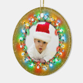 Sparkle Gold kerstbultjes met foto Keramisch Ornament (Links)