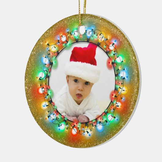 Sparkle Gold kerstbultjes met foto Keramisch Ornament (Links)