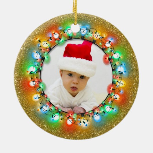 Sparkle Gold kerstbultjes met foto Keramisch Ornament (Achterkant)