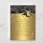 Sparkle Gold Lace & Bow Photo Quinceanera Kaart (Achterkant)