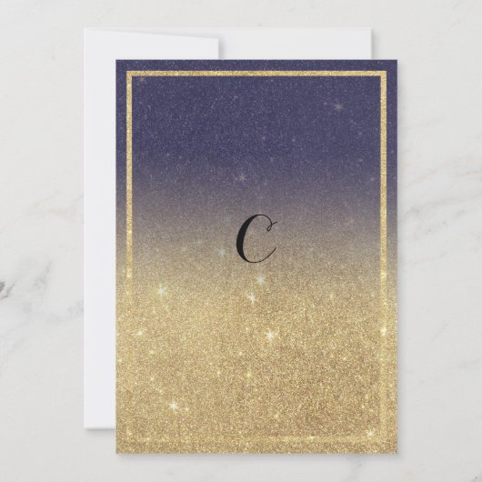 Sparkle Gold Paarse Ombre Glitter Pensioen Party Kaart (Achterkant)