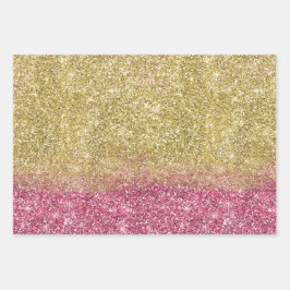  Sparkle Gold Pink Faux Glitter Inpakpapier Vel