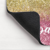  Sparkle Gold Pink Faux Glitter Muismat (Hoek)