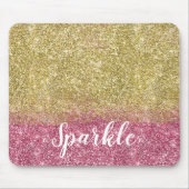  Sparkle Gold Pink Faux Glitter Muismat (Voorkant)