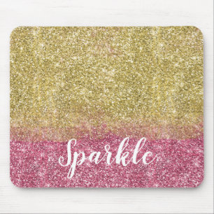 Sparkle Gold Pink Faux Glitter Muismat
