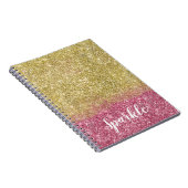  Sparkle Gold Pink Faux Glitter Notitieboek (Rechterzijde)