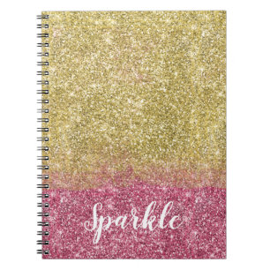  Sparkle Gold Pink Faux Glitter Notitieboek
