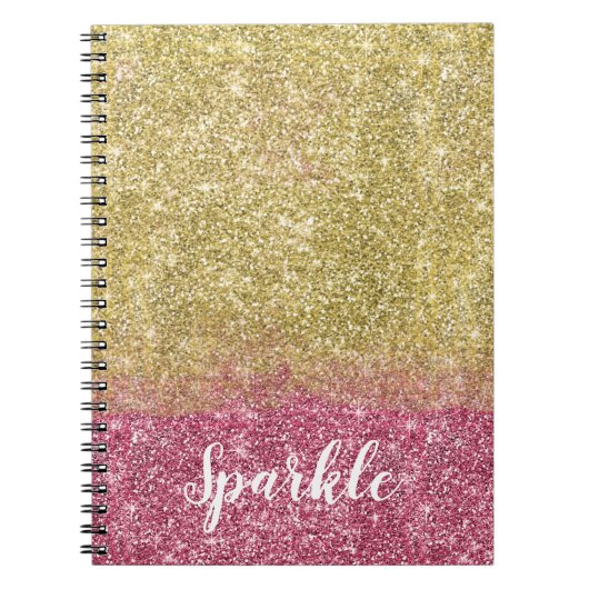  Sparkle Gold Pink Faux Glitter Notitieboek (Voorkant)