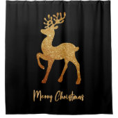 Sparkle Gold Rendier voor Kerstmis Douchegordijn (Voorkant)