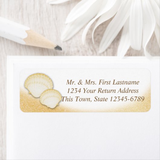 Sparkle Gold Seashell Beach Zeester Etiket (Insitu)