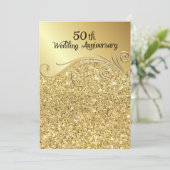 Sparkle Golden 50e trouwjubileum Kaart (Staand voorkant)
