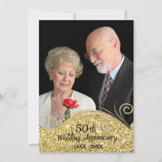 Sparkle Golden 50ste huwelijksjubileum Kaart (Voorkant)