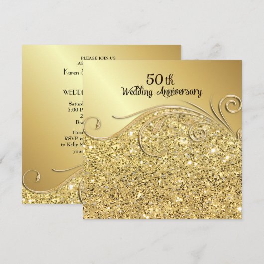 Sparkle Golden 50ste huwelijksjubileum Kaart (Voorkant / Achterkant)