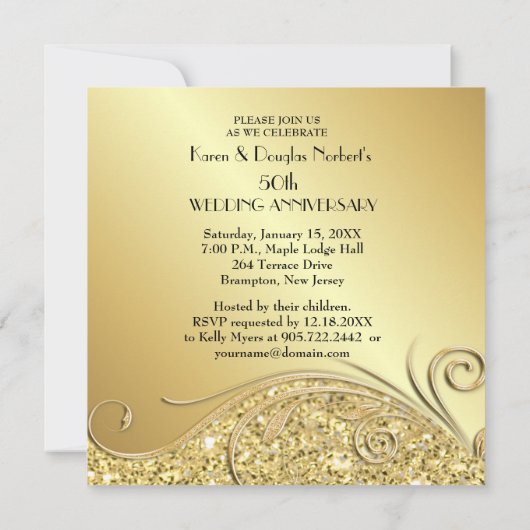 Sparkle Golden 50ste huwelijksjubileum Kaart (Achterkant)