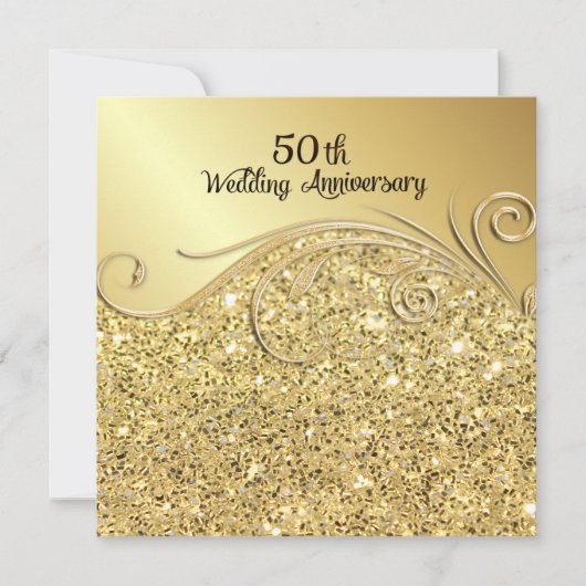Sparkle Golden 50ste huwelijksjubileum Kaart (Voorkant)